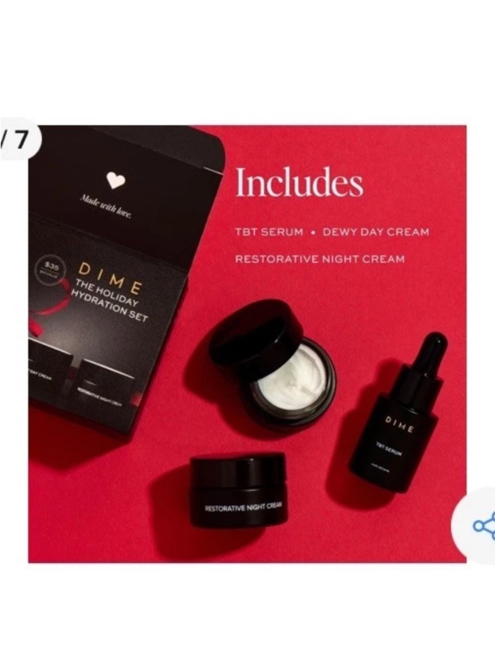 DIME Holiday Hydration Set TBT Serum 10ml Day Night Cream Lotion 15ml Gift Ready - Picture 6 of 9